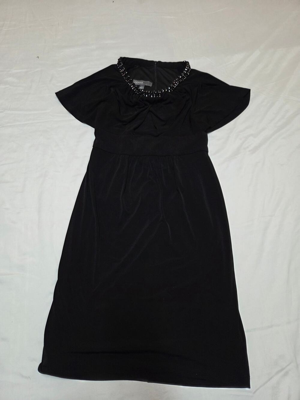 Donna Ricco Black Embellished Neckline Dress